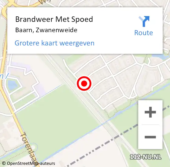 Locatie op kaart van de 112 melding: Brandweer Met Spoed Naar Baarn, Zwanenweide op 30 september 2022 17:33