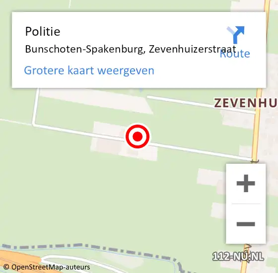 Locatie op kaart van de 112 melding: Politie Bunschoten-Spakenburg, Zevenhuizerstraat op 30 september 2022 17:39