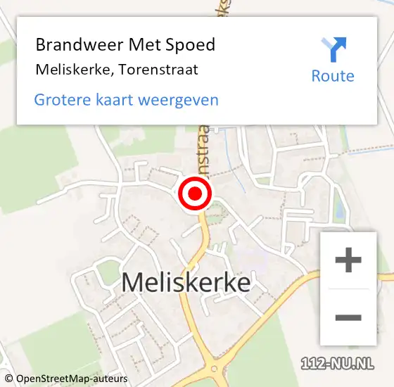 Locatie op kaart van de 112 melding: Brandweer Met Spoed Naar Meliskerke, Torenstraat op 30 september 2022 17:43