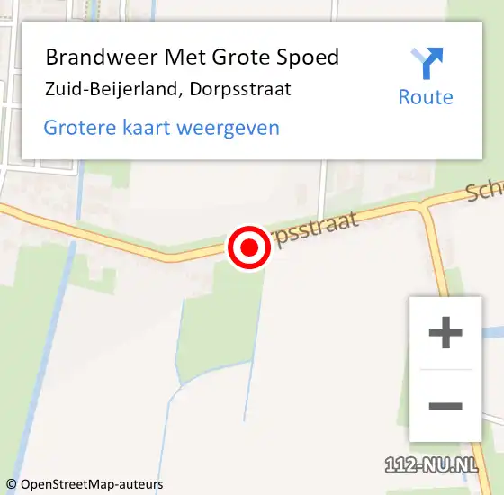 Locatie op kaart van de 112 melding: Brandweer Met Grote Spoed Naar Zuid-Beijerland, Dorpsstraat op 30 september 2022 17:49