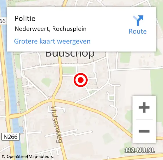 Locatie op kaart van de 112 melding: Politie Nederweert, Rochusplein op 30 september 2022 17:59