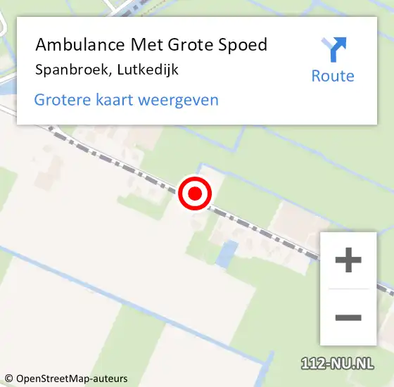 Locatie op kaart van de 112 melding: Ambulance Met Grote Spoed Naar Spanbroek, Lutkedijk op 30 september 2022 18:15