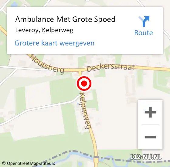 Locatie op kaart van de 112 melding: Ambulance Met Grote Spoed Naar Leveroy, Kelperweg op 30 september 2022 18:37