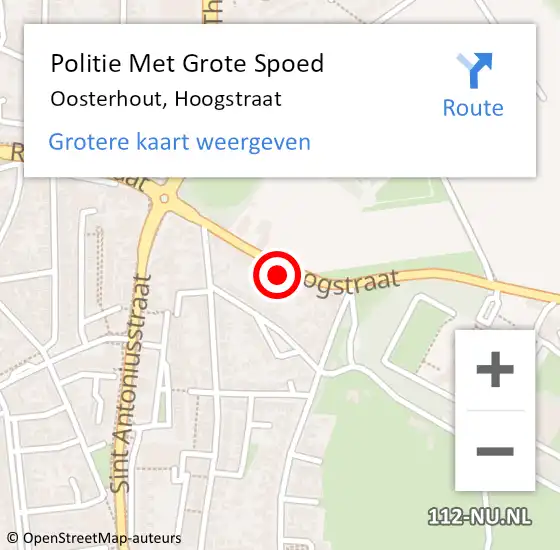 Locatie op kaart van de 112 melding: Politie Met Grote Spoed Naar Oosterhout, Hoogstraat op 30 september 2022 18:39