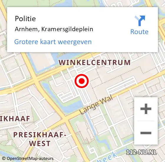 Locatie op kaart van de 112 melding: Politie Arnhem, Kramersgildeplein op 30 september 2022 18:46