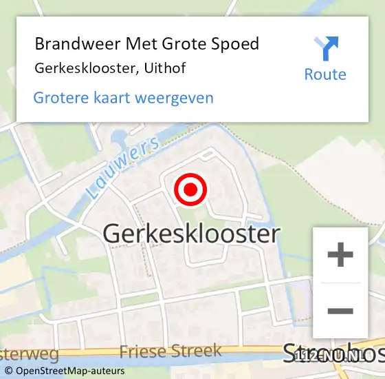 Locatie op kaart van de 112 melding: Brandweer Met Grote Spoed Naar Gerkesklooster, Uithof op 30 september 2022 18:47