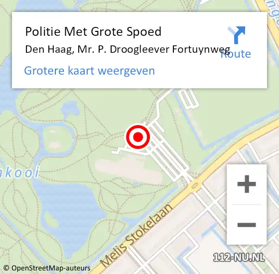 Locatie op kaart van de 112 melding: Politie Met Grote Spoed Naar Den Haag, Mr. P. Droogleever Fortuynweg op 30 september 2022 19:11