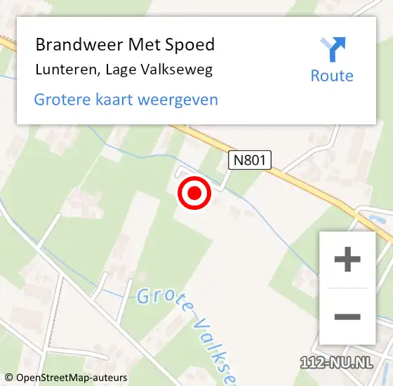 Locatie op kaart van de 112 melding: Brandweer Met Spoed Naar Lunteren, Lage Valkseweg op 30 september 2022 19:15