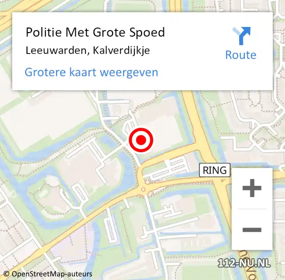 Locatie op kaart van de 112 melding: Politie Met Grote Spoed Naar Leeuwarden, Kalverdijkje op 30 september 2022 19:21