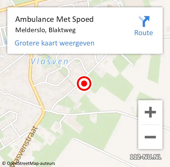Locatie op kaart van de 112 melding: Ambulance Met Spoed Naar Melderslo, Blaktweg op 31 juli 2014 01:21