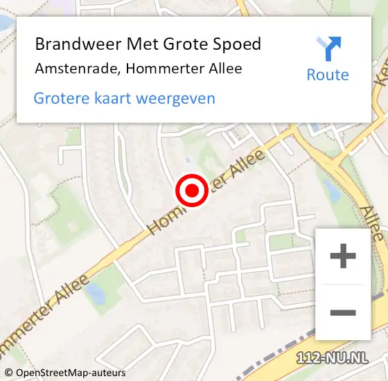 Locatie op kaart van de 112 melding: Brandweer Met Grote Spoed Naar Amstenrade, Hommerter Allee op 30 september 2022 19:48