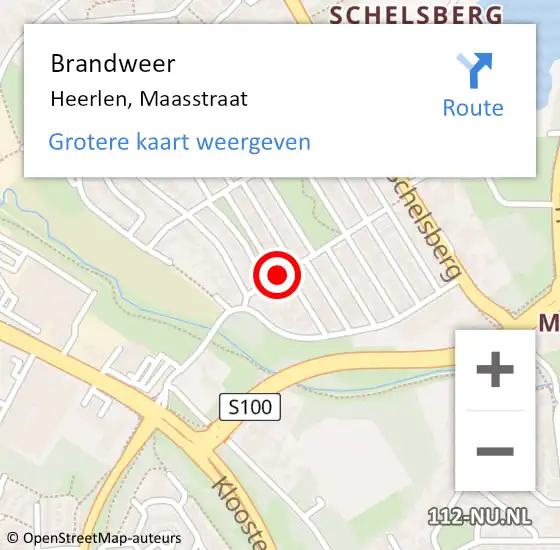 Locatie op kaart van de 112 melding: Brandweer Heerlen, Maasstraat op 31 juli 2014 01:32