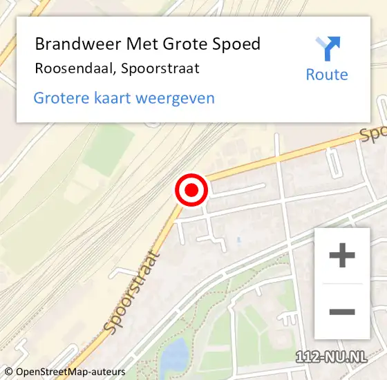 Locatie op kaart van de 112 melding: Brandweer Met Grote Spoed Naar Roosendaal, Spoorstraat op 30 september 2022 20:16