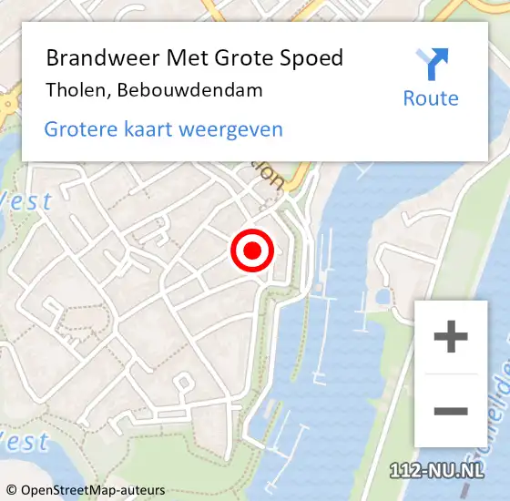 Locatie op kaart van de 112 melding: Brandweer Met Grote Spoed Naar Tholen, Bebouwdendam op 30 september 2022 20:22