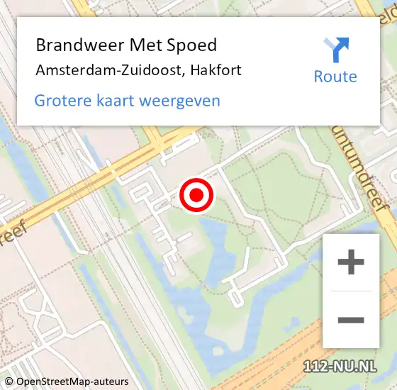 Locatie op kaart van de 112 melding: Brandweer Met Spoed Naar Amsterdam-Zuidoost, Hakfort op 30 september 2022 20:24