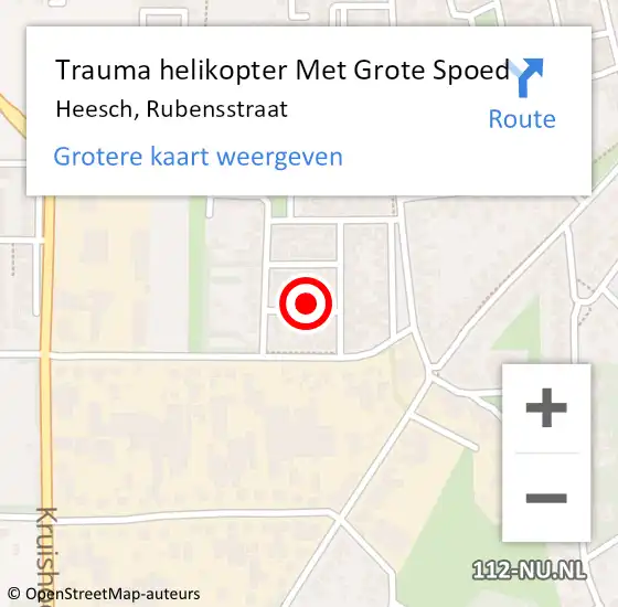 Locatie op kaart van de 112 melding: Trauma helikopter Met Grote Spoed Naar Heesch, Rubensstraat op 30 september 2022 20:26