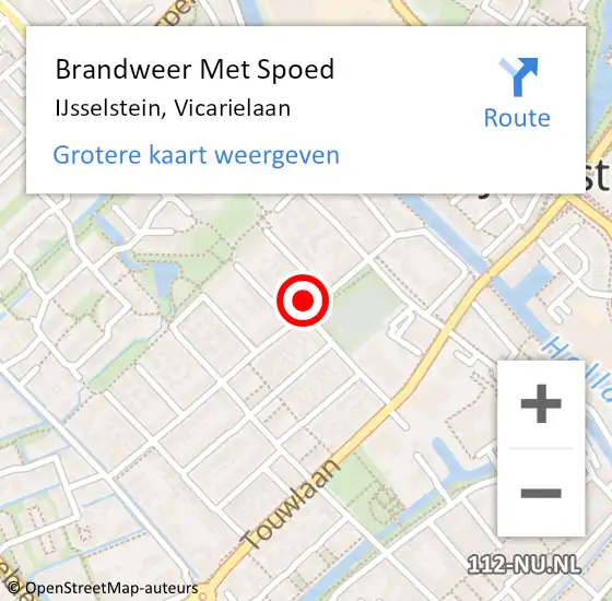 Locatie op kaart van de 112 melding: Brandweer Met Spoed Naar IJsselstein, Vicarielaan op 30 september 2022 20:31