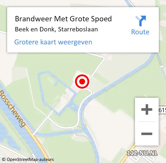 Locatie op kaart van de 112 melding: Brandweer Met Grote Spoed Naar Beek en Donk, Starreboslaan op 30 september 2022 20:50