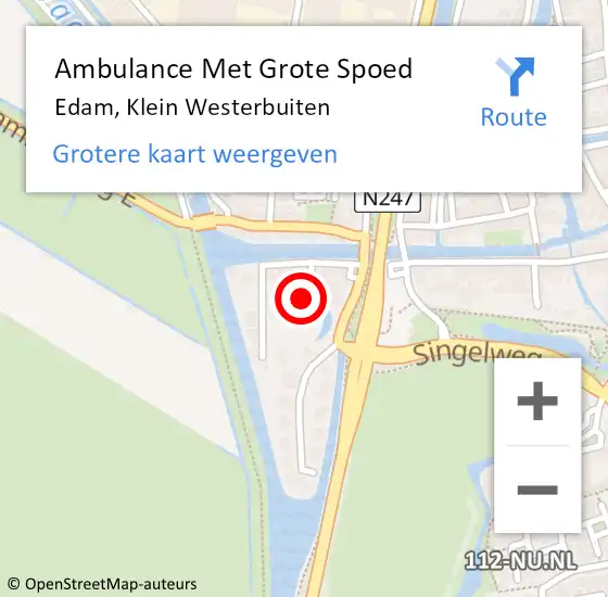 Locatie op kaart van de 112 melding: Ambulance Met Grote Spoed Naar Edam, Klein Westerbuiten op 30 september 2022 20:53