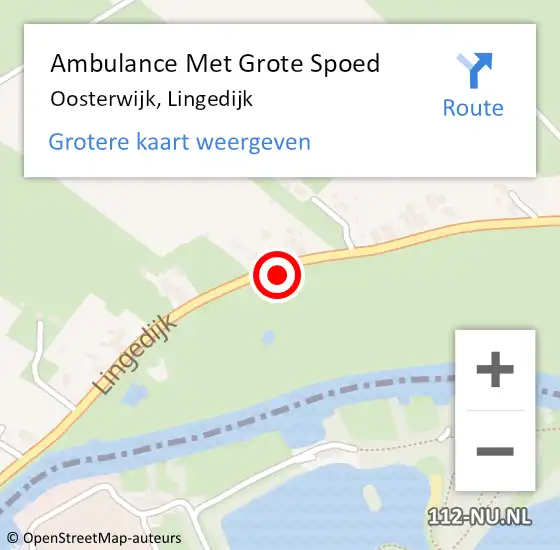 Locatie op kaart van de 112 melding: Ambulance Met Grote Spoed Naar Oosterwijk, Lingedijk op 30 september 2022 20:58