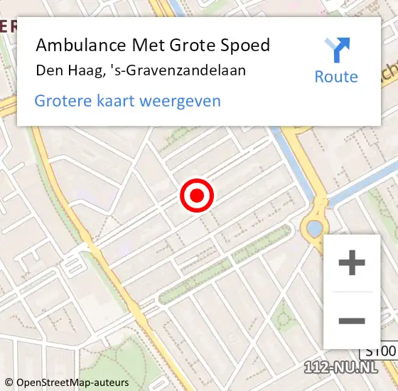 Locatie op kaart van de 112 melding: Ambulance Met Grote Spoed Naar Den Haag, 's-Gravenzandelaan op 30 september 2022 21:03