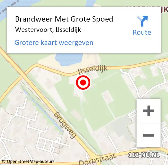 Locatie op kaart van de 112 melding: Brandweer Met Grote Spoed Naar Westervoort, IJsseldijk op 30 september 2022 21:19