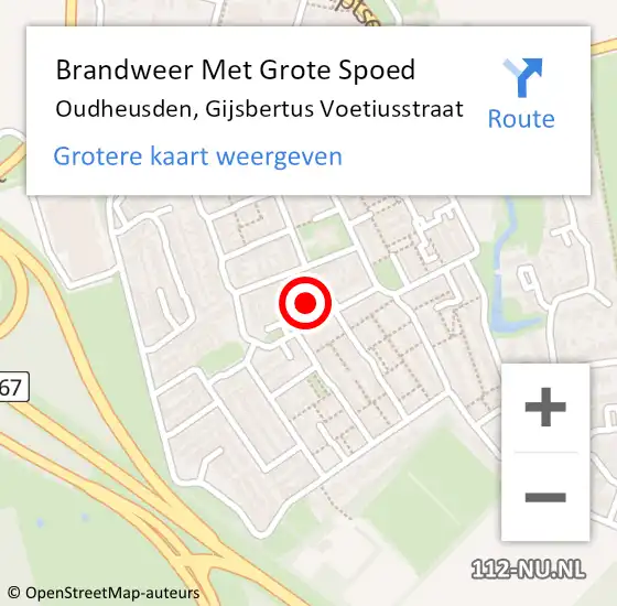 Locatie op kaart van de 112 melding: Brandweer Met Grote Spoed Naar Oudheusden, Gijsbertus Voetiusstraat op 30 september 2022 21:23