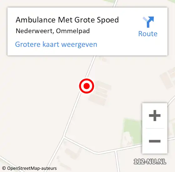 Locatie op kaart van de 112 melding: Ambulance Met Grote Spoed Naar Nederweert, Ommelpad op 30 september 2022 21:54