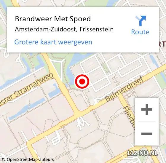 Locatie op kaart van de 112 melding: Brandweer Met Spoed Naar Amsterdam-Zuidoost, Frissenstein op 30 september 2022 21:56