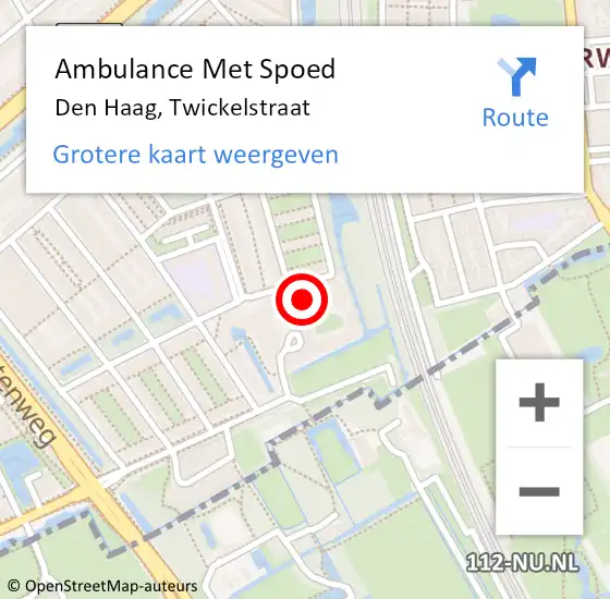 Locatie op kaart van de 112 melding: Ambulance Met Spoed Naar Den Haag, Twickelstraat op 30 september 2022 21:56