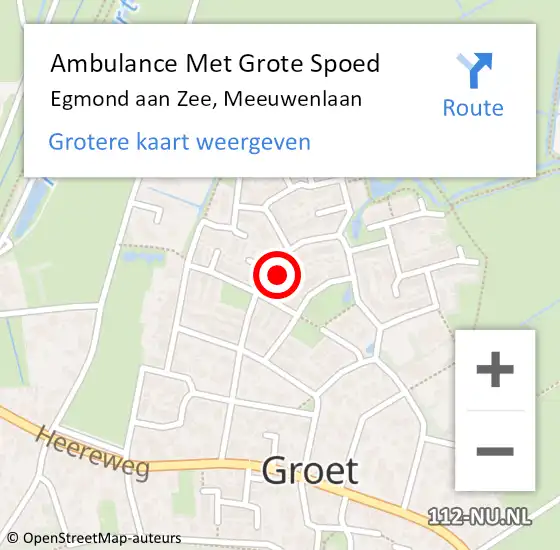 Locatie op kaart van de 112 melding: Ambulance Met Grote Spoed Naar Egmond aan Zee, Meeuwenlaan op 30 september 2022 22:00