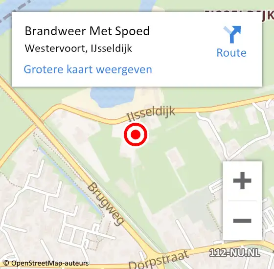 Locatie op kaart van de 112 melding: Brandweer Met Spoed Naar Westervoort, IJsseldijk op 30 september 2022 22:01