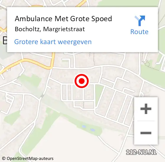 Locatie op kaart van de 112 melding: Ambulance Met Grote Spoed Naar Bocholtz, Margrietstraat op 31 juli 2014 02:18