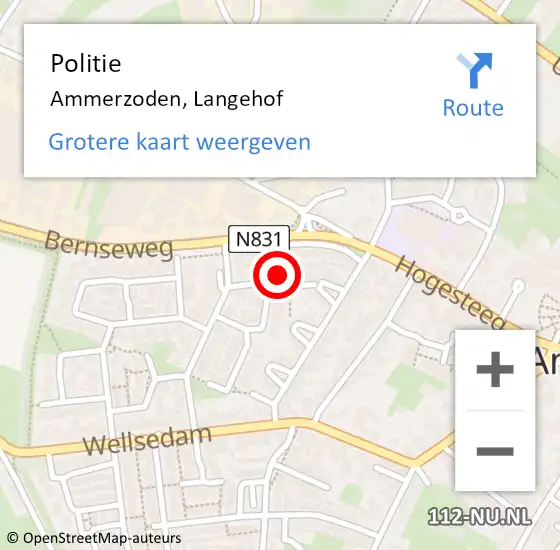 Locatie op kaart van de 112 melding: Politie Ammerzoden, Langehof op 30 september 2022 23:13