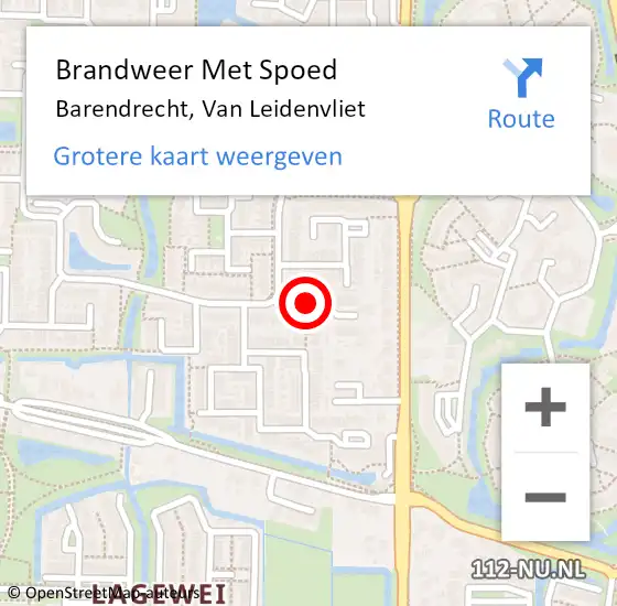 Locatie op kaart van de 112 melding: Brandweer Met Spoed Naar Barendrecht, Van Leidenvliet op 30 september 2022 23:38