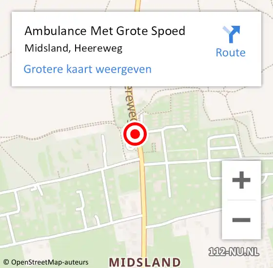 Locatie op kaart van de 112 melding: Ambulance Met Grote Spoed Naar Midsland, Heereweg op 31 juli 2014 02:29