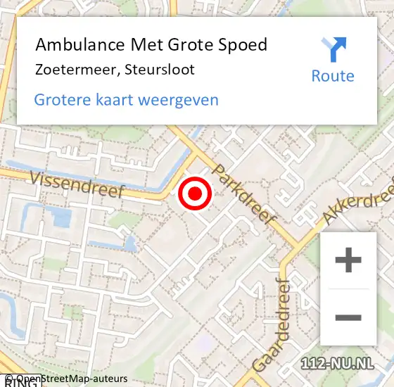 Locatie op kaart van de 112 melding: Ambulance Met Grote Spoed Naar Zoetermeer, Steursloot op 1 oktober 2022 00:06