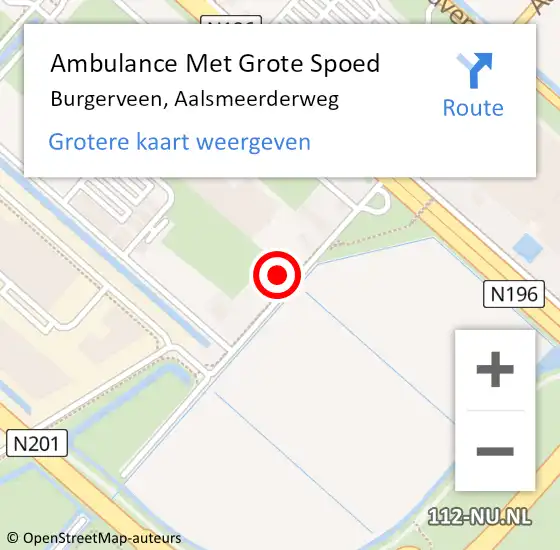 Locatie op kaart van de 112 melding: Ambulance Met Grote Spoed Naar Burgerveen, Aalsmeerderweg op 1 oktober 2022 00:25