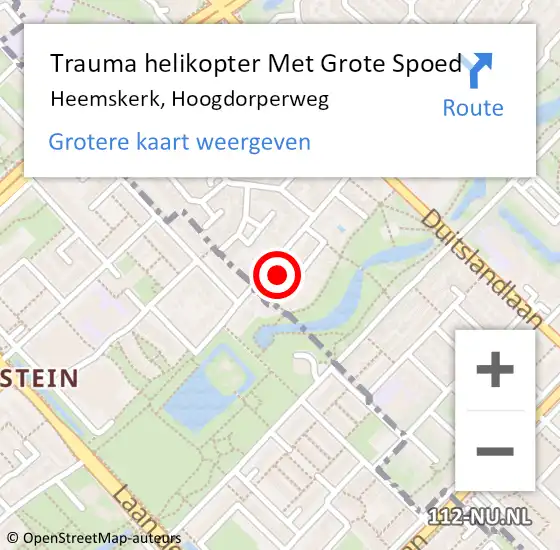 Locatie op kaart van de 112 melding: Trauma helikopter Met Grote Spoed Naar Heemskerk, Hoogdorperweg op 1 oktober 2022 00:41