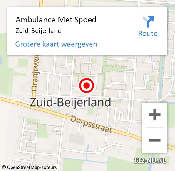 Locatie op kaart van de 112 melding: Ambulance Met Spoed Naar Zuid-Beijerland op 1 oktober 2022 01:09