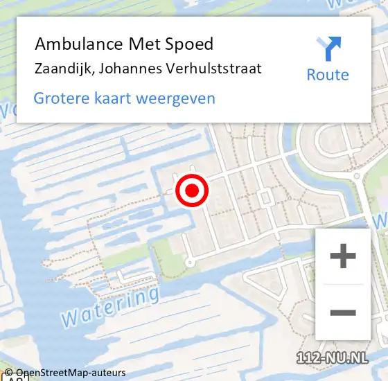 Locatie op kaart van de 112 melding: Ambulance Met Spoed Naar Zaandijk, Johannes Verhulststraat op 1 oktober 2022 01:22