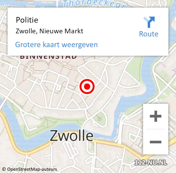 Locatie op kaart van de 112 melding: Politie Zwolle, Nieuwe Markt op 1 oktober 2022 01:41