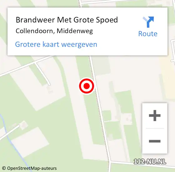 Locatie op kaart van de 112 melding: Brandweer Met Grote Spoed Naar Collendoorn, Middenweg op 1 oktober 2022 01:45