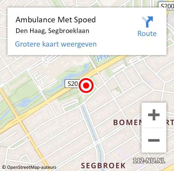 Locatie op kaart van de 112 melding: Ambulance Met Spoed Naar Den Haag, Segbroeklaan op 1 oktober 2022 02:14