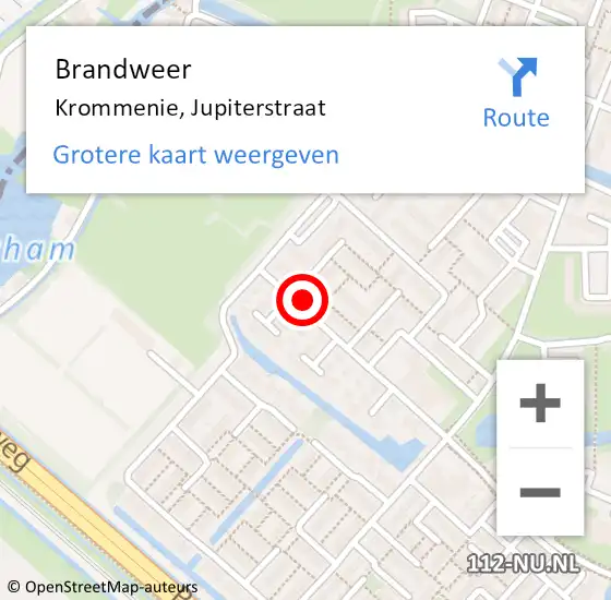 Locatie op kaart van de 112 melding: Brandweer Krommenie, Jupiterstraat op 1 oktober 2022 02:20