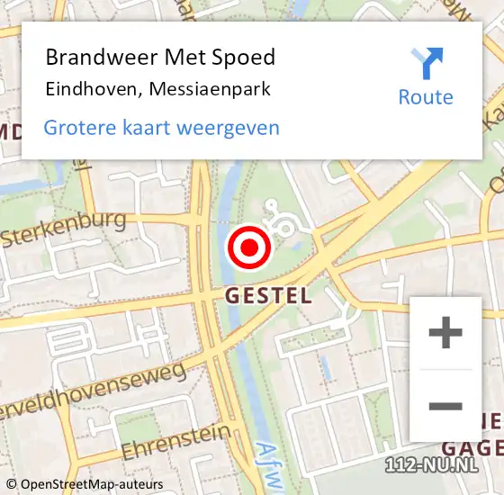 Locatie op kaart van de 112 melding: Brandweer Met Spoed Naar Eindhoven, Messiaenpark op 1 oktober 2022 02:39