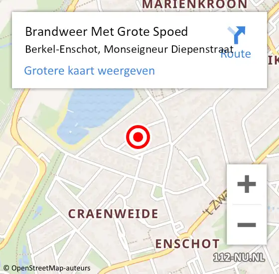 Locatie op kaart van de 112 melding: Brandweer Met Grote Spoed Naar Berkel-Enschot, Monseigneur Diepenstraat op 1 oktober 2022 02:41