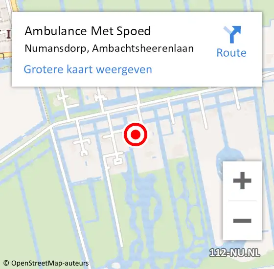 Locatie op kaart van de 112 melding: Ambulance Met Spoed Naar Numansdorp, Ambachtsheerenlaan op 1 oktober 2022 02:46