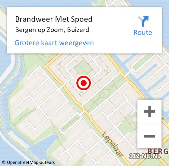 Locatie op kaart van de 112 melding: Brandweer Met Spoed Naar Bergen op Zoom, Buizerd op 1 oktober 2022 03:04