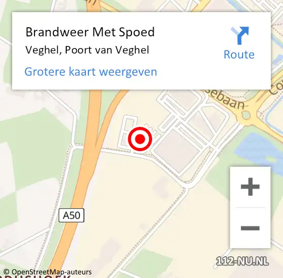 Locatie op kaart van de 112 melding: Brandweer Met Spoed Naar Veghel, Poort van Veghel op 1 oktober 2022 03:26
